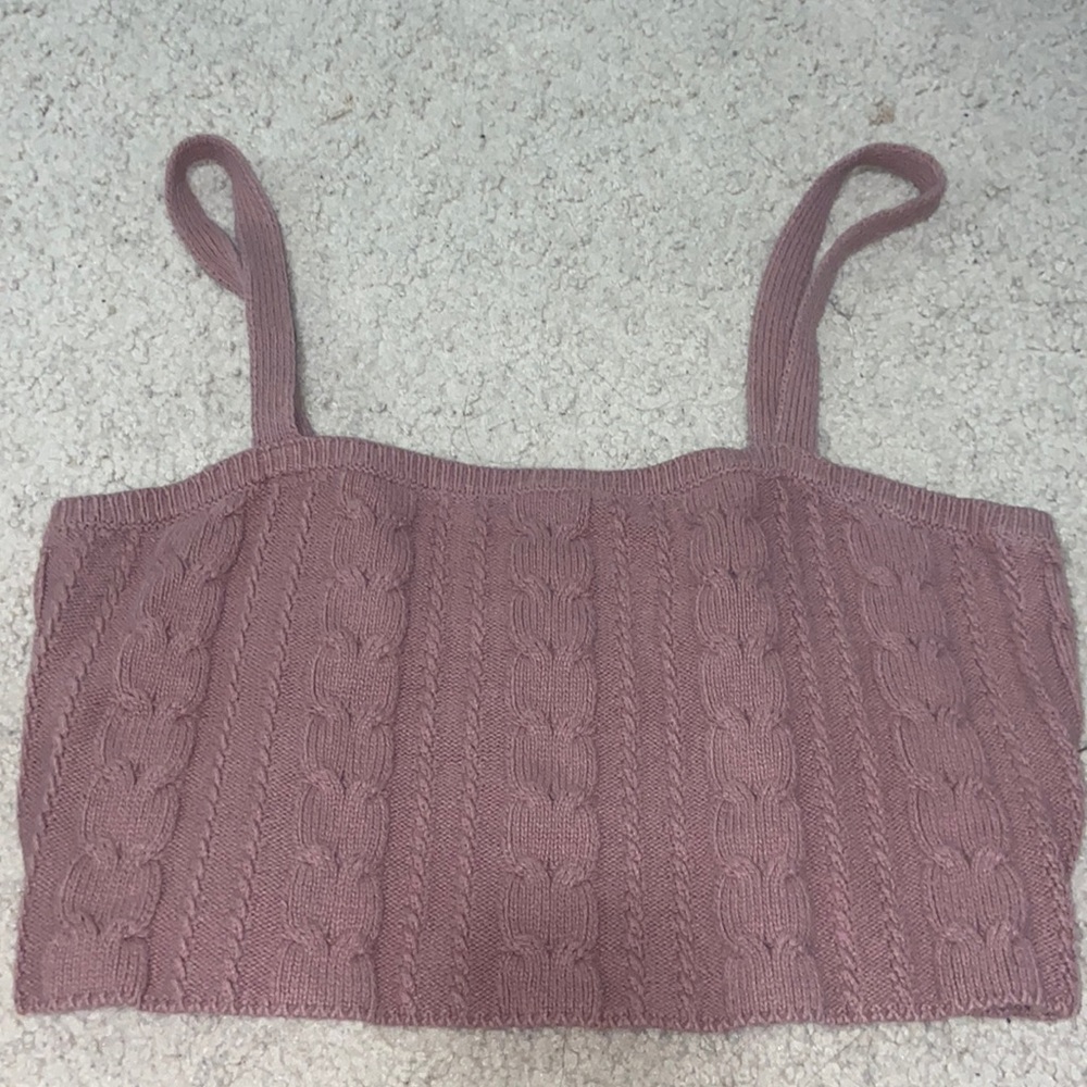 Wild Fable Large Pink Tan Sweater Crop Top